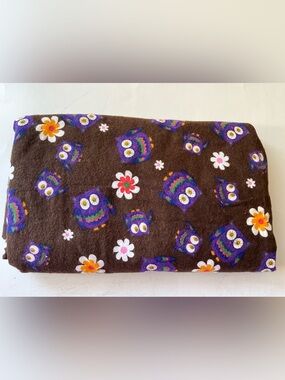 Quilting Sewing Material Fleece Fabric Owls Brown Purple Green 1  1/4yds